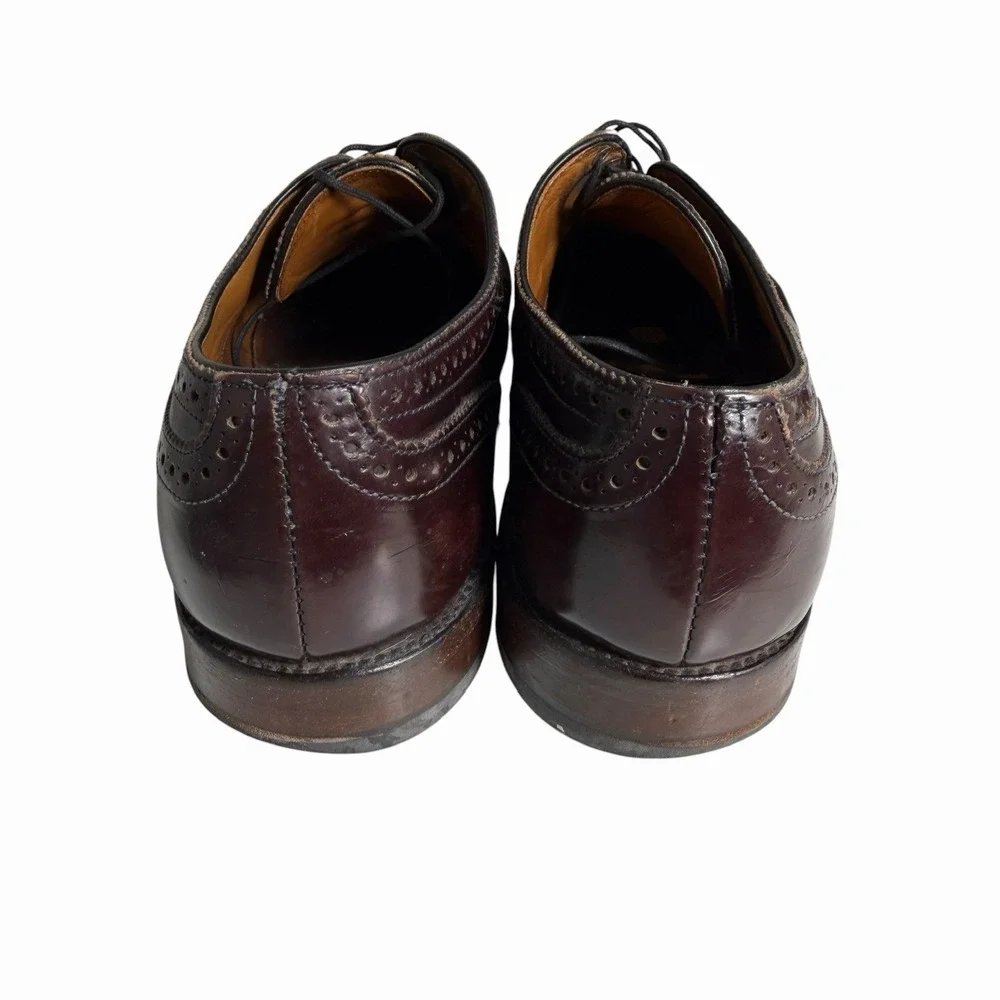 Allen Edmonds Sanford 10.5 B Burgundy Leather Cap Toe Brogue Dress Shoes USA